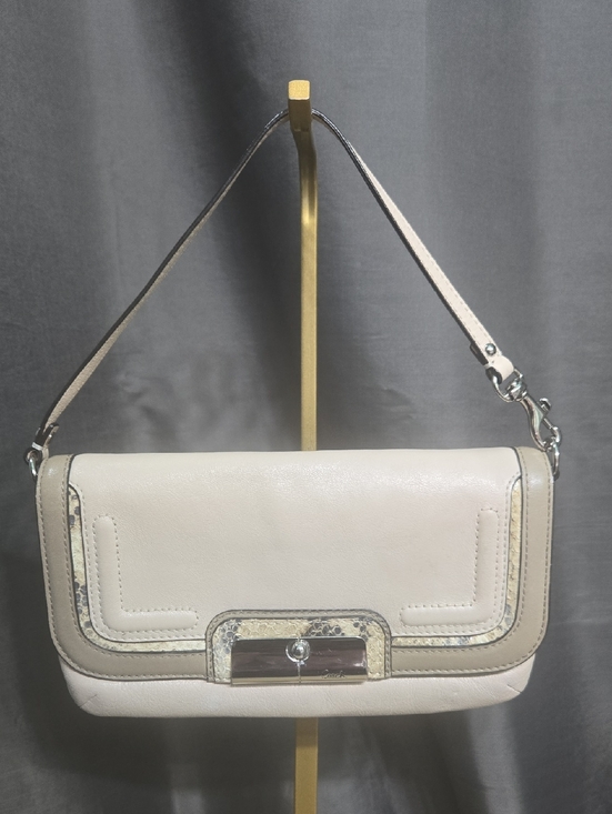 Coach Handbags - Coach Kristen Cream Leather Shoulder Bag with Silver-Tone Clasp